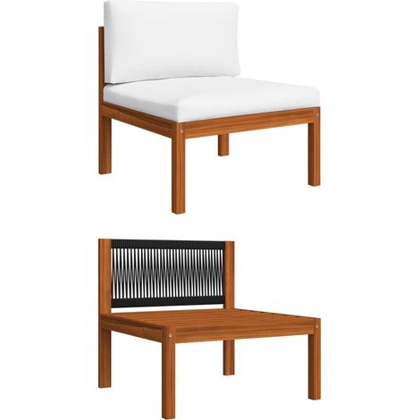 Canapé de jardin central avec coussins en bois d'acacia et corde vidaXL (1/6)