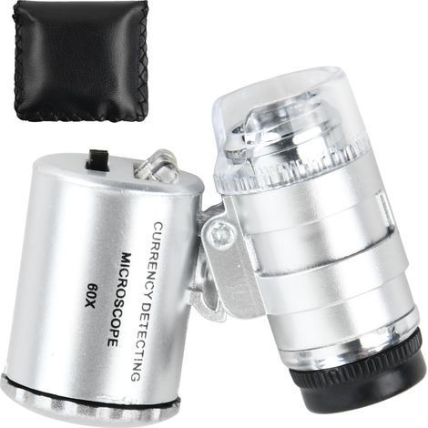 60X Portable Microscope - Digital Magnifier with UV LED Light, Mini Pocket Microscope for Children, Jewelry, Coins and Textiles (1/5)