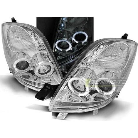 Paire de feux phares Toyota Yaris 06-09 angel eyes chrome-27361869 (1/2)