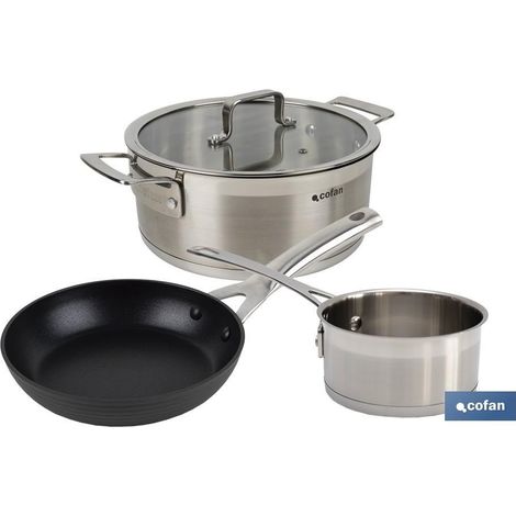 PACK DE CACEROLA INDUCCIÓN 4.3 L, CAZO 1L INDUCCIÓN, SARTEN INDUCCIÓN 20 CM (1/5)