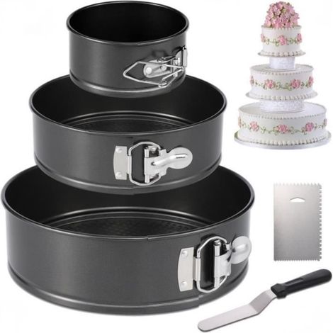 Moule À Gàteau Rond, Moule À Charnière Réglable Avec Moule Gateau Amovible, Spatule À Glaçage Et Lisseur À Glaçage (1/3)