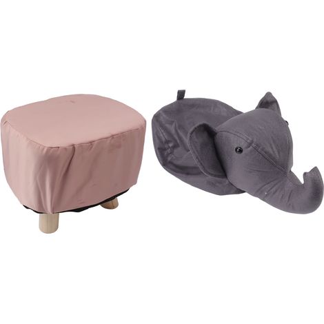 Tabouret éléphant en forme d'animal, antidérapant, silencieux, confortable, stable et multifonctionnel, mignon et idéal pour les enfants, gris foncé.