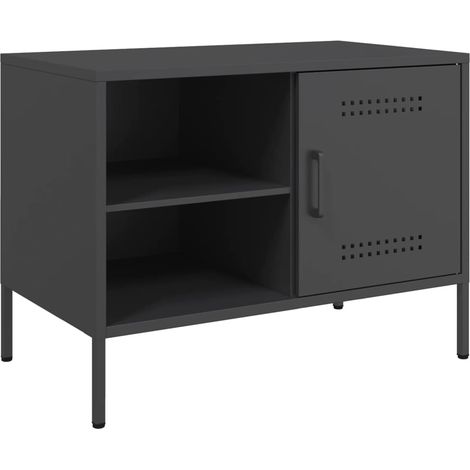 Mueble TV multimedia estantería para televisión buffet para televisión comedor salón dormitorio 68 x 39 x 50,5 cm acero negro 020026160 (1/5)