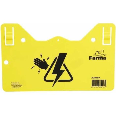 Plaque de signalisation attention clôture électrique 260 x 150mm plastique robuste jaune recto verso Panneau Avertissement Danger Prévention