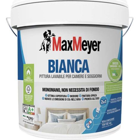 MaxMeyer Pittura Bianca Monomano 14L Lavabile Inodore A+ CAM