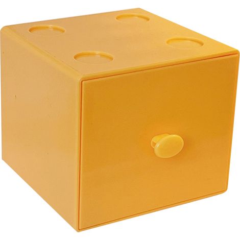 Desktop Storage Box Plastic Stackable Square Desk Organizer with Drawer for Home Paper Clips Office Supply Accessory Yellow