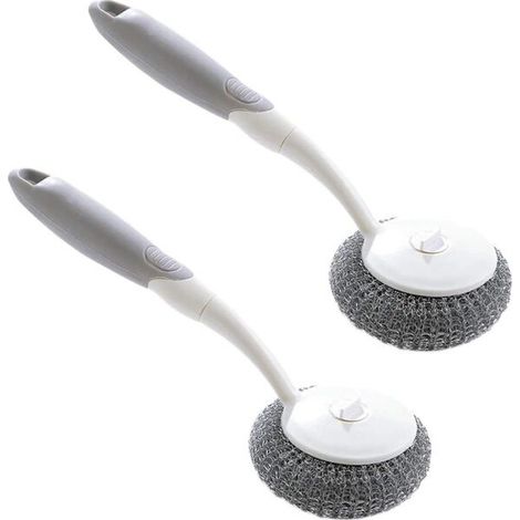 Équipement de nettoyageBrosse de nettoyage en acier inoxydable en 2 parties, manche en plastique, durable, 15 x 5 cm (1/5)