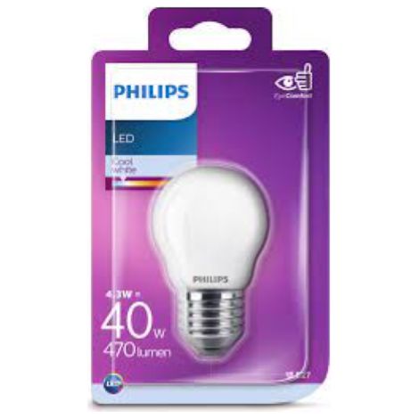 Philips Lighting Philips LEDclassic Lampe 40W, E27, kaltwei (4000 Kelvin), 470 Lumen, Matt LED 4.3 W, Opaco