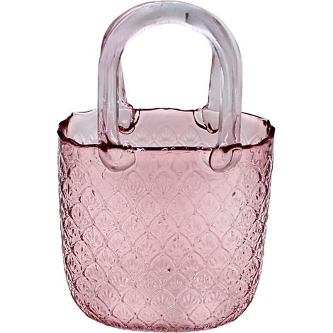 Vase décoratif en Verre avec Anse - Rose - 15 x 10 x 24 cm (1/5)
