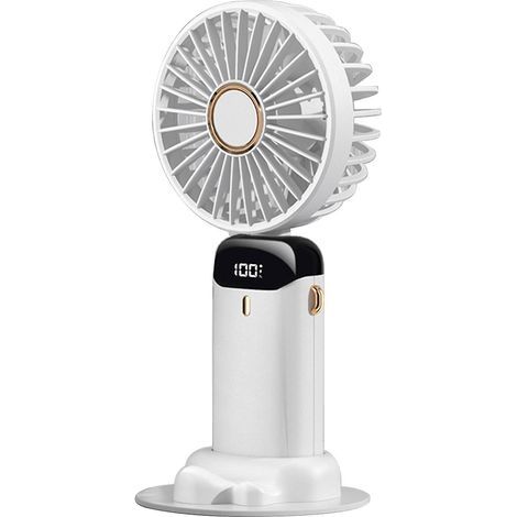 HONORNIC - Mini ventilateur portable d'extérieur, double batterie, 5 vitesses, idéal pour le camping et la randonnée (blanc). (1/2)