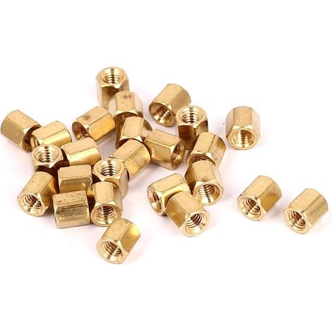 sourcing map 25 pièces Vis à tête hexagonale en laiton M3 x 5 mm filetage intérieur, écrous (1/2)