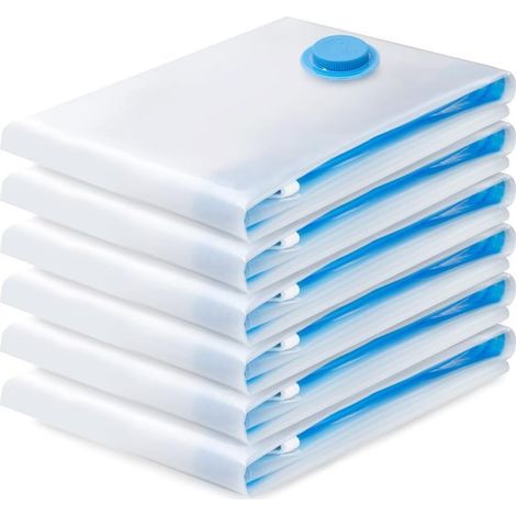Sac de Rangement Sous Vide 6PCS,Sac sous vide Vetement Aspirateur,Compression Housse Aspirable Rangement Réutilisable pour Literie, Vêtements, Couettes, Matelas,Tente et Voyages(70 50CM) (1/5)