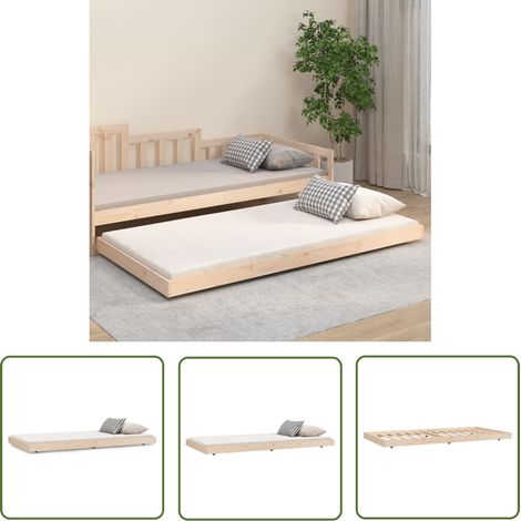 Lit adulte pour 1 personnes, Structure de lit, Assemblage Facile, 90x200 cm Bois de pin massif OIB5074E (1/5)