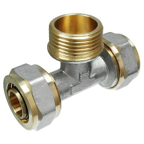 Schraubfitting-T-Stück mit Außengewinde 26 x 3,0 - 1'' - 26 x 3,0 mm für Alu-Mehrschicht-Verbundrohr
