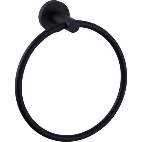 matte black towel ring, single corner stainless steel bathroom towel rack, wall-mounted towel rack (1/4)