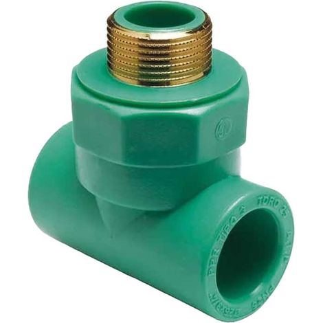 "TEE FILETTATO MASCHIO IN PPR VERDE PN 25 Ø25 x 3/4""""M x Ø25"