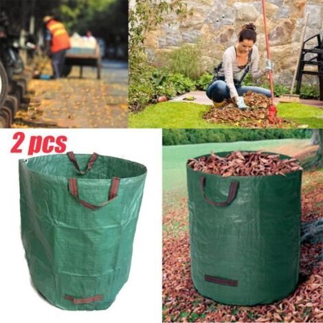 2 große, gewebte Müllsäcke 270L für Gartenabfälle, Laub und Gras, tragbar und recycelbar (1/5)