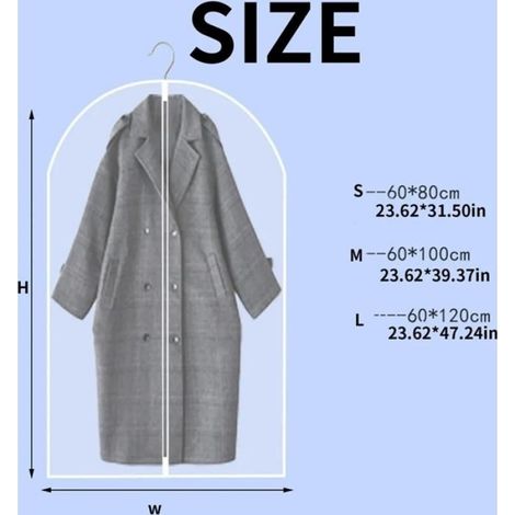 Housse À Vêtements - 60 X 100 Cm - Plastique Transparent Respirant Sans Odeur - Fermeture Éclair - Anti Poussière - Lot De 5 (1/5)