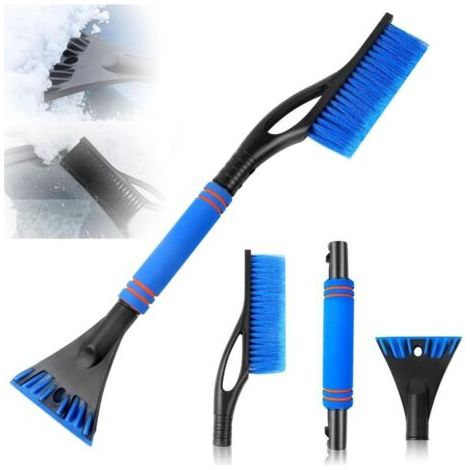 Grattoir à Glace et Brosse à Neige,Brosse à Neige pour Voiture,2 en 1 Grattoir à Glace et Brosse à Neige,Gratte Pare Brise,avec poignée en Mousse antidérapante,pour Voitures(Bleu)