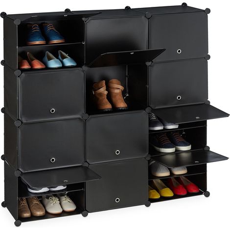 Zapatero negro con 24 compartimentos