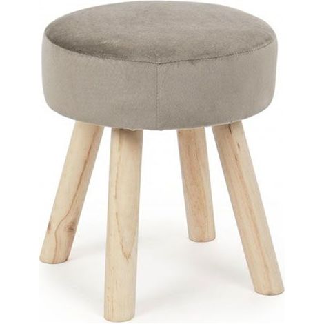 Poltrona Pouf "Adeline" per interno, con struttura in legno di pino e mdf da 34x34x38cm -Tortora