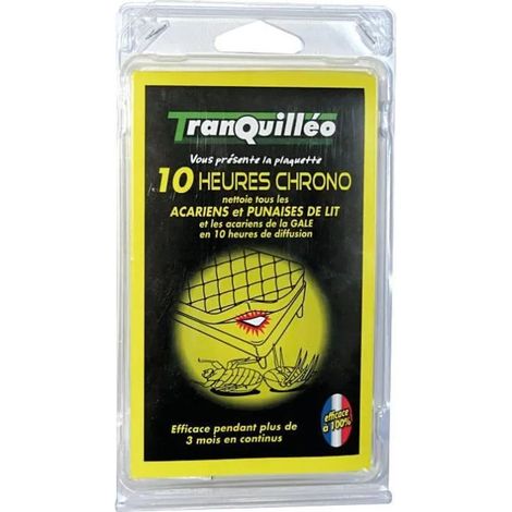 TRANQUILLEO - Plaquette antipunaises de lit et acaricide 10 heures chrono