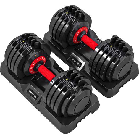 SPORTNOW Set di Manubri Regolabili da 2x24 kg con Sistema Quick-Dial (1/5)