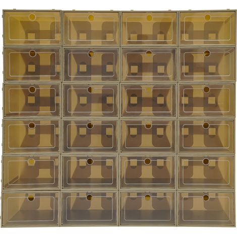 24 boîtes à chaussures, empilables et pliables, vert avocat, avec couvercle, unisexes, dimensions : 33 x 23 x 14 cm (1/5)