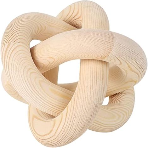 Chaîne décorative à maillons en bois à 3 maillons, 15,2 cm de diamètre, décoration de nœud, objet décoratif sculpté à la main, table basse, décoration de nœud de chaîne de campagne, cadeaux pour maman