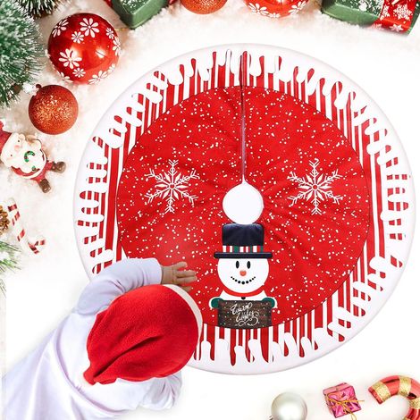 78 cm Weihnachtsbaumdecke, rote Weihnachtsbaummatte, Schneemannmuster