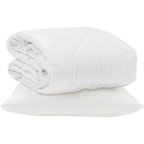 Ensemble couette et oreiller d'été en duvet, 2 pièces, microfibre blanche. (1/5)