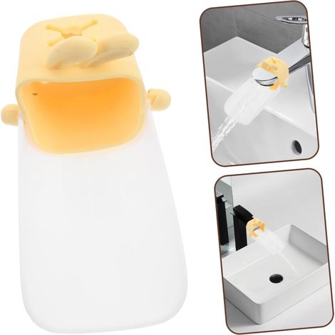 3 pièces Rallonge de robinet avec figurine de lapin pour enfants, résistante aux éclaboussures, adaptateur pour robinet de salle de bain et de cuisine, jaune. (1/5)