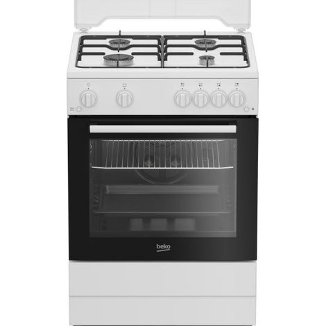 Beko – Cuisinière gaz 4 foyers – Four à convection naturelle 64L – Nettoyage manuel – Énergie gaz – Largeur standard