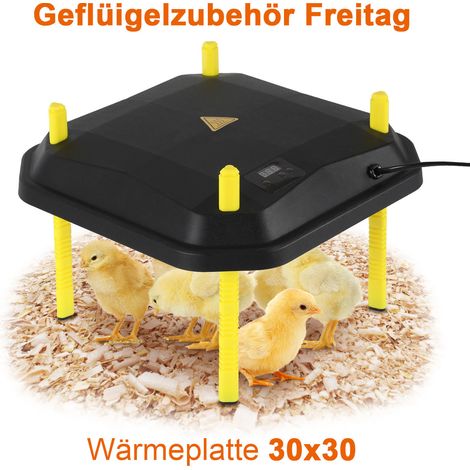 Randaco Küken-Wärmeplatte 42W 40x40cm mit Temperaturregler - Schwarz/Gelb für Hühner