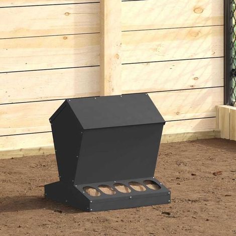Mangeoire pour poulets, noire, 40 x 40 x 45 cm, acier laminé à froid.