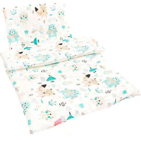 Zweiteiliges Kinderwagen-Set, Wiege, Decke + Kissen – Pastellfarben