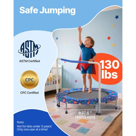Mini trampoline pliable pour enfant, 955 x 750 mm, fitness rebounder pour tout-petits avec poignée, cadeau d'anniversaire pour enfa… (1/5)