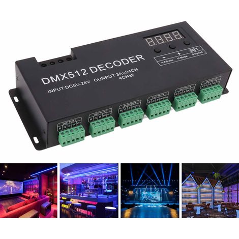 24-Kanal RGBW DMX512-Decoder mit konstanter Spannung, digitaler LED-Controller für szenenspezifische Anzeigen (DC5V-24V) (1/5)
