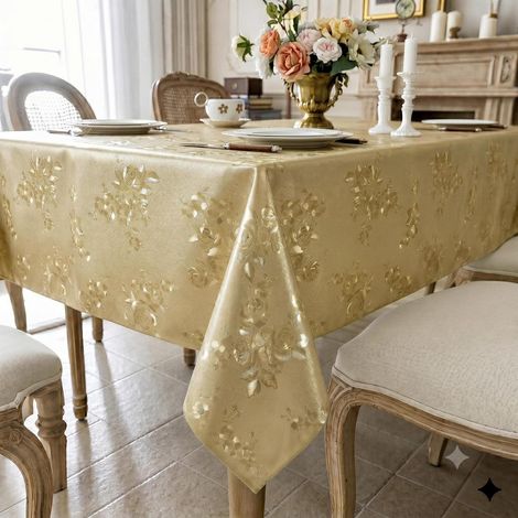 Tischdecke Goldrose 200x140 cm Rechteckig, Wasserabweisend, Pflegeleicht