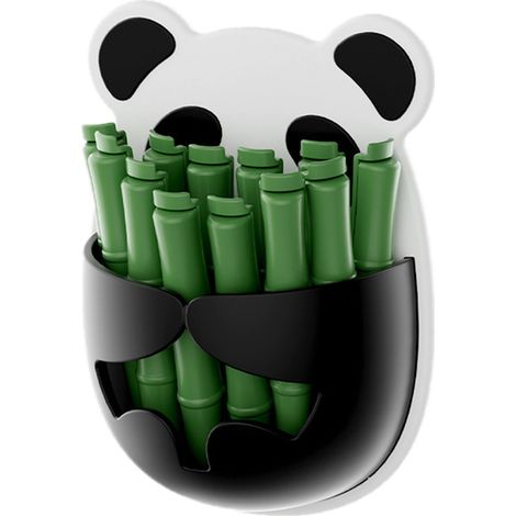 Lot de 12 pinces à sachets alimentaires avec boîte de rangement, en forme de panda mignon, à fixer au mur pour fermer les sachets alimentaires et les placards de cuisine. Autocollant pour l'arrière de (1/5)