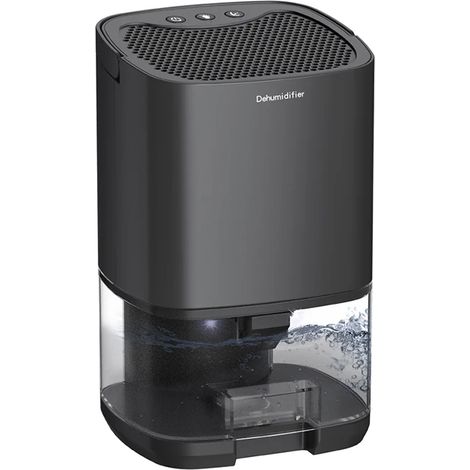 Déshumidificateur domestique (noir) 1000 ml, séchoir à linge silencieux, extracteur d'humidité avec réservoir d'eau amovible (1/5)