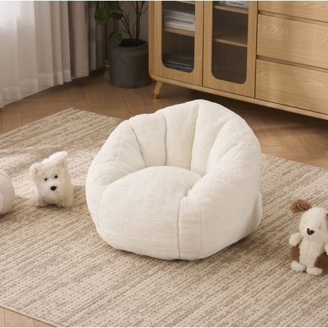 Sillón puff infantil de felpa de poliéster, forma ergonómica, 75 x 70 x 52 cm, beige DESVIAE (1/5)
