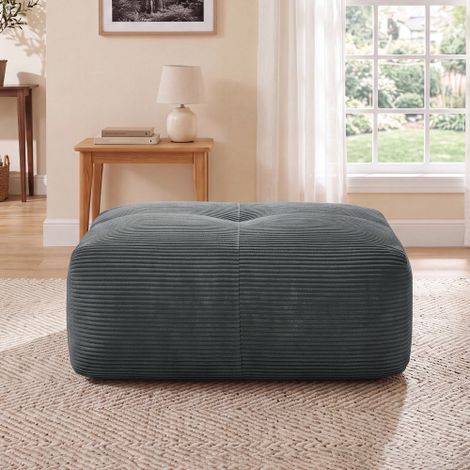 Pouf Hamlet in velluto a coste grigio WL (1/5)