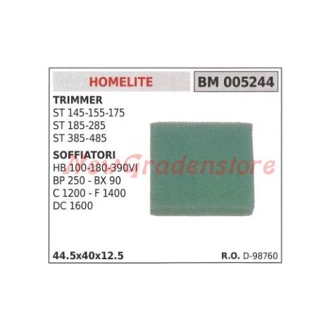 Luftfilter HOMELITE trimmer ST 145 155 175 185 285 385 485 005244