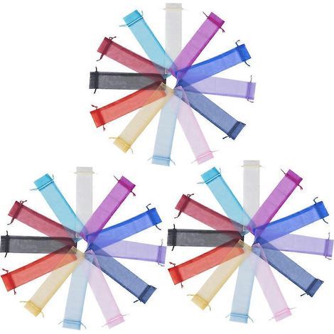 Lot de 50 petits sacs en tulle à cordon, petits sacs en organza à cordon, pochettes cadeaux en organza et maille-27.00X6.00X0.05CM-Assorted Color (1/3)