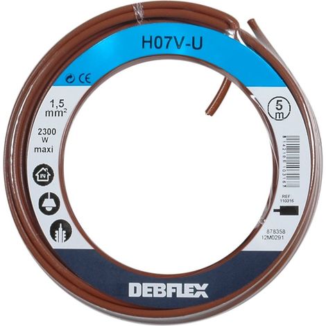 Bobinot per cavi elettrici per cavi - Bobina di cavi elettrici - Cavo elettrico - Corona del cavo - Bobinotto per cavi elettrici da 5 metri HO7V-U 1.5 marrone - 110316 Debflex (1/4)