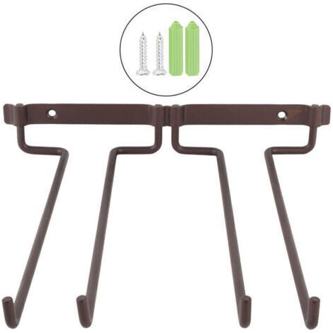 Support de Verres à Pied, Support de Tasse de vin en métal Suspendu Bar Double Verres à Pied Verre Bouteille gobelet Support inversé, décor de Cuisine de Ferme (1/4)