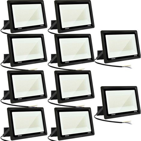 Spot LED extérieur 200 W Projecteur LED extérieur 20 000 lm IP66 étanche Projecteur LED 3500 K Blanc froid Floodlight pour maison, garage, patio, terrasse, terrain (10 pièces)