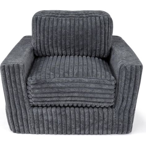 COSTWAY Fauteuil en Mousse sans Cadre Tissu en Velours Côtelé, Gris (1/5)