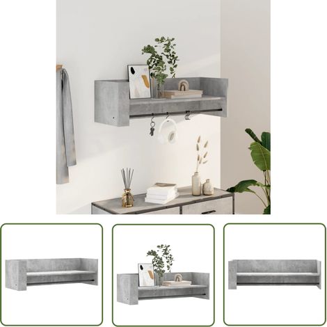 The Living Store Wandregal Betongrau 100x35x30,5 cm Holzwerkstoff - Wandregal - Regal - Wohnraumorganisation - Platzsparend - Deko Regal (1/5)